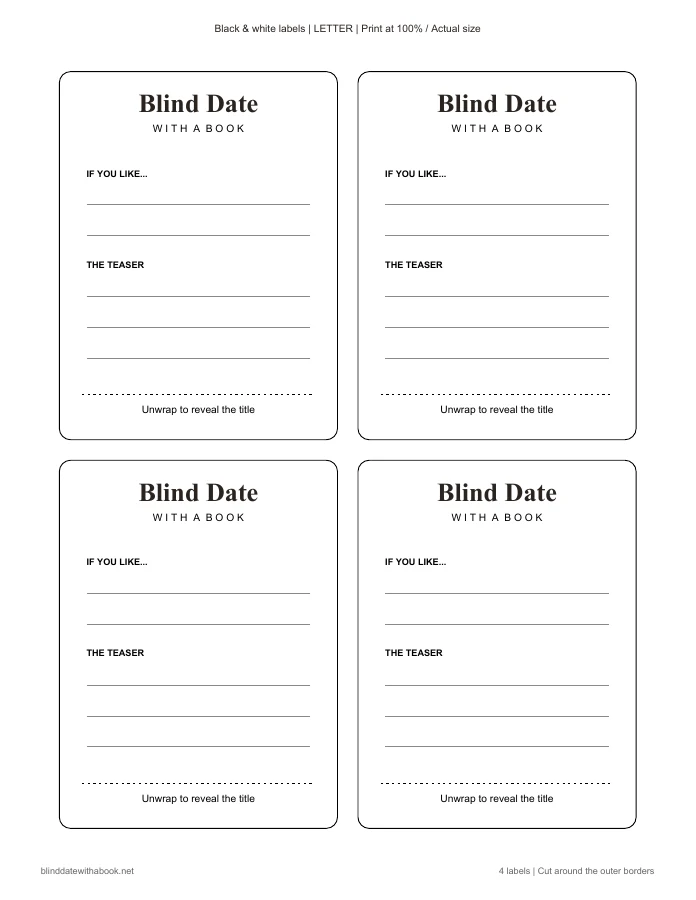 Starter pack page 1: Four labels, US Letter preview