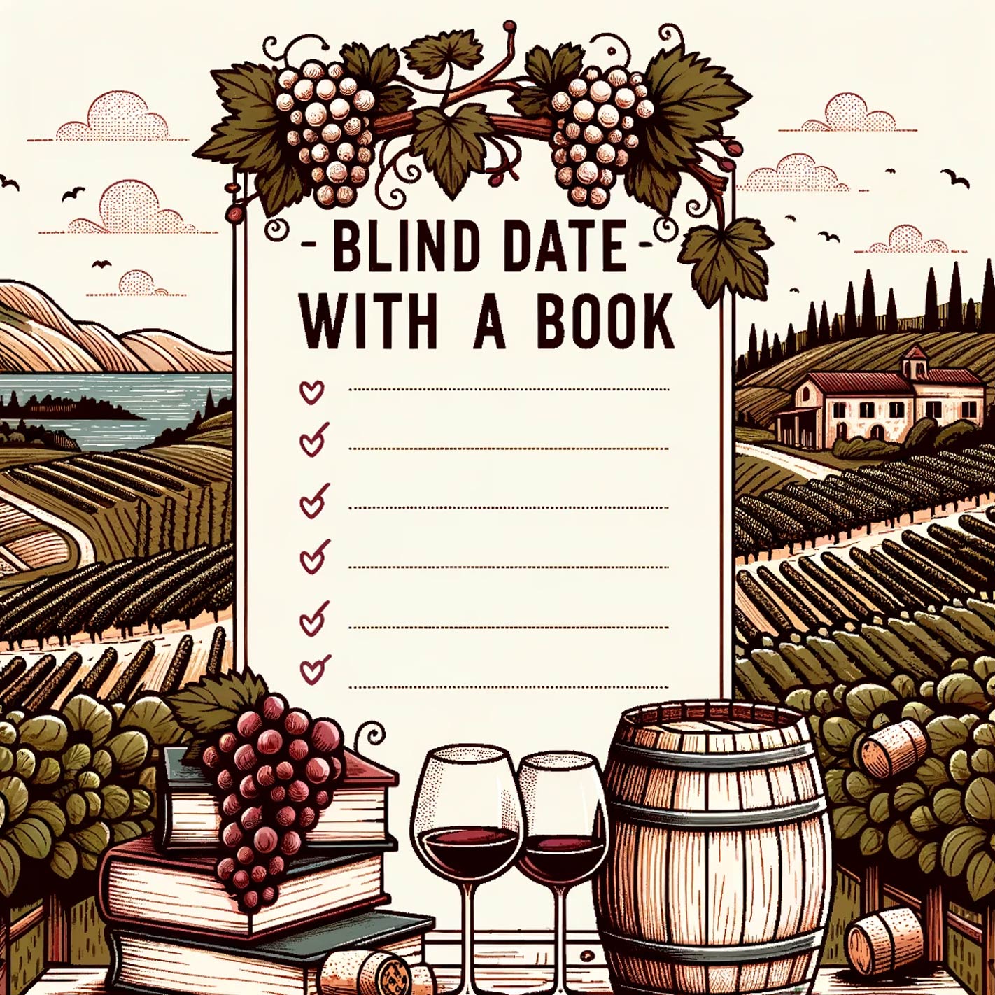 Blind Date With A Book Free Template - Vineyard