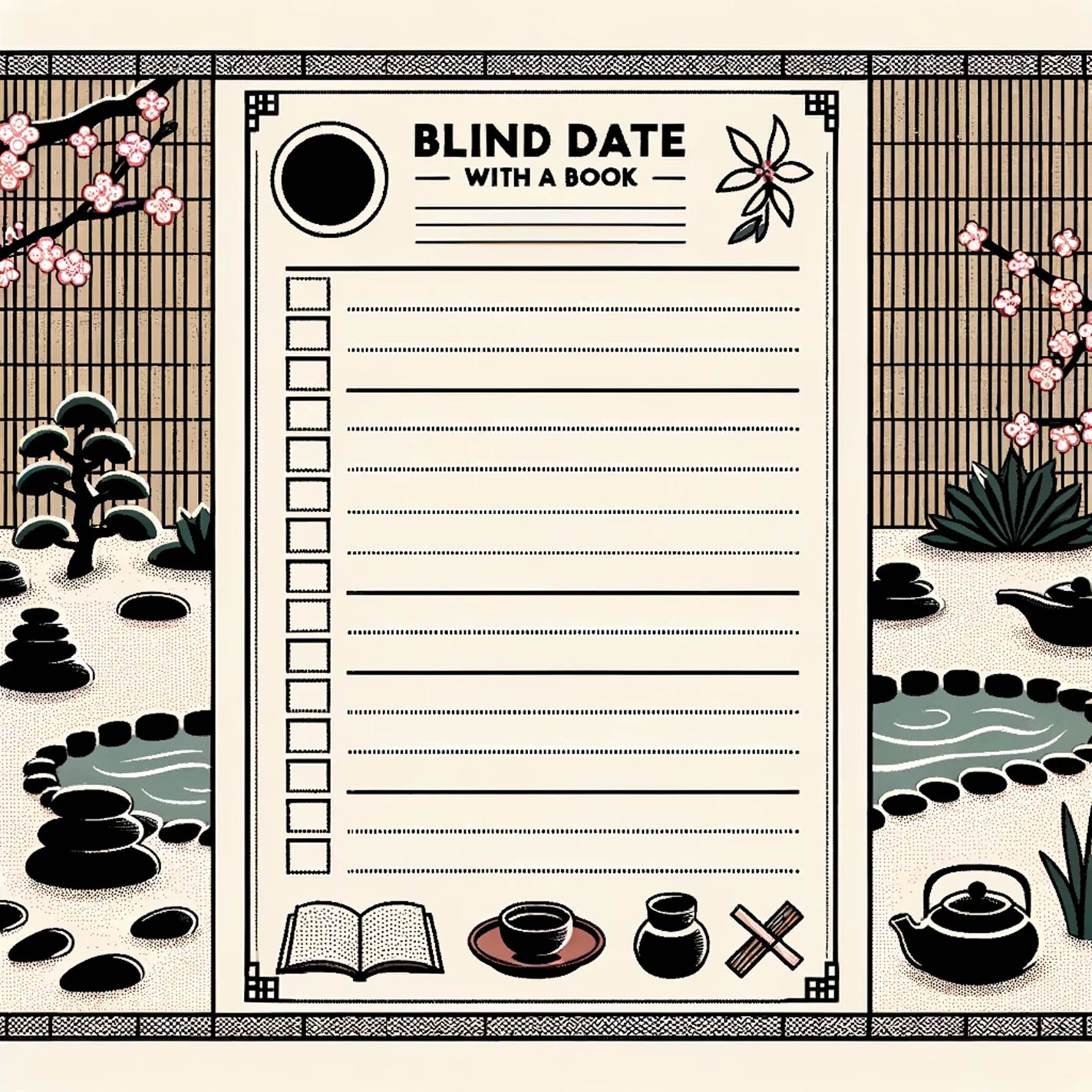 Blind Date With A Book Free Template - Zen Garden
