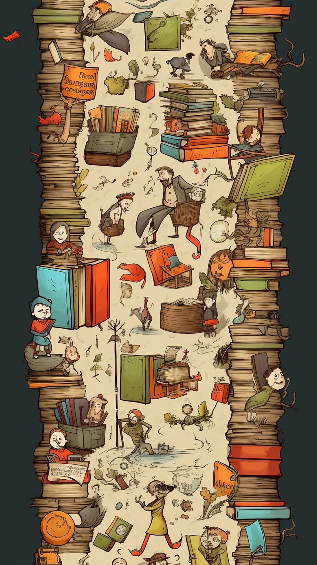 Book stacked drawing wallpaper