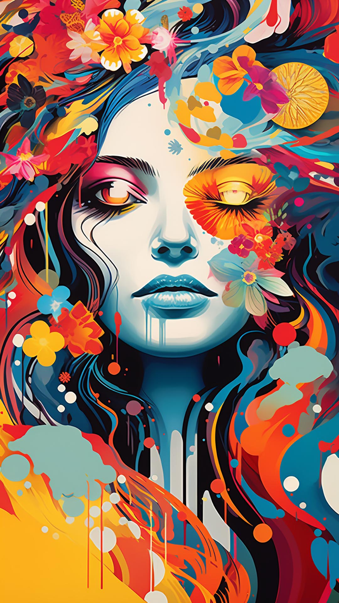 Colorful woman's head art wallpaper