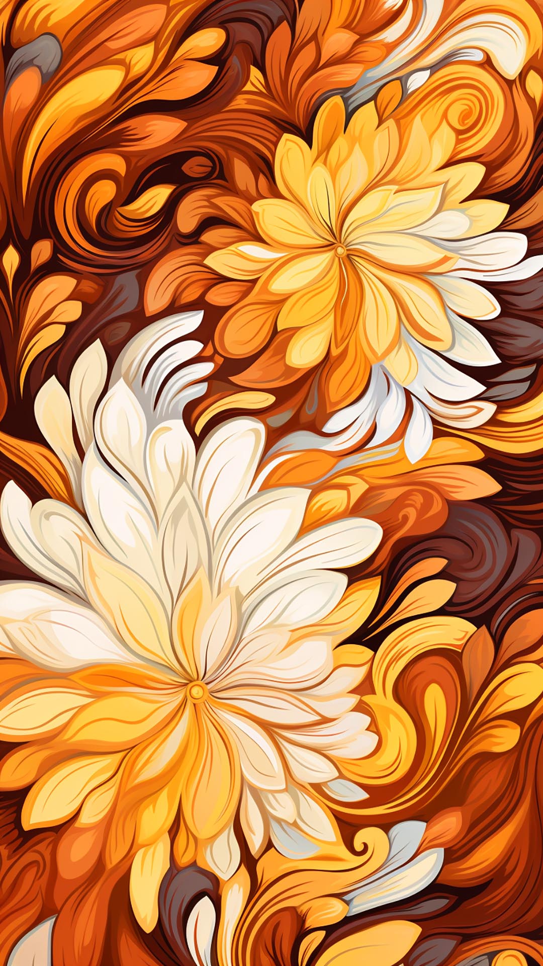 Fantastic abstract floral November colors wallpaper